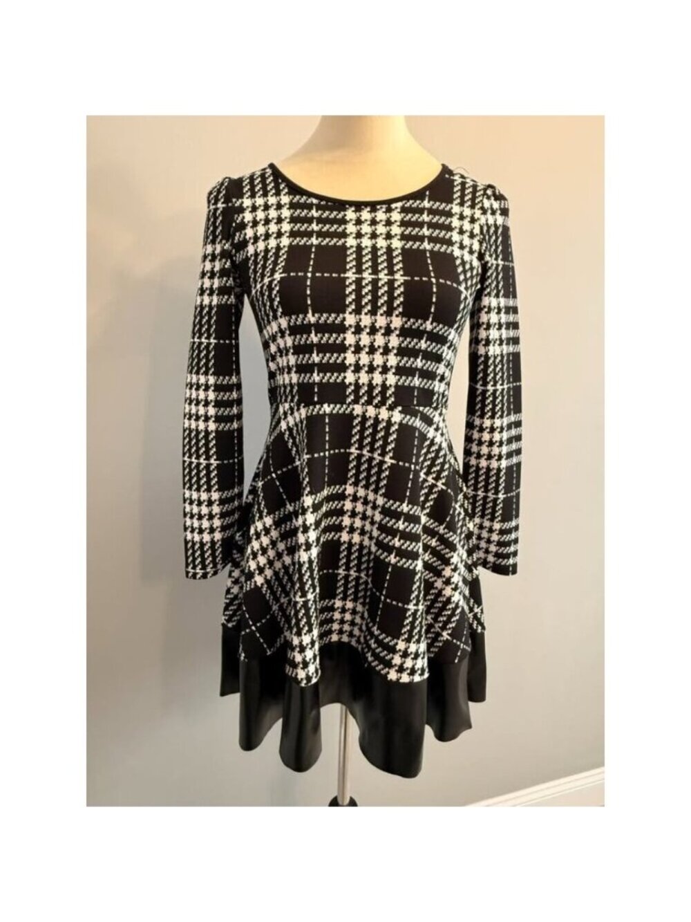 Soprano girls large (size 14) black/white faux leather Boutique dress